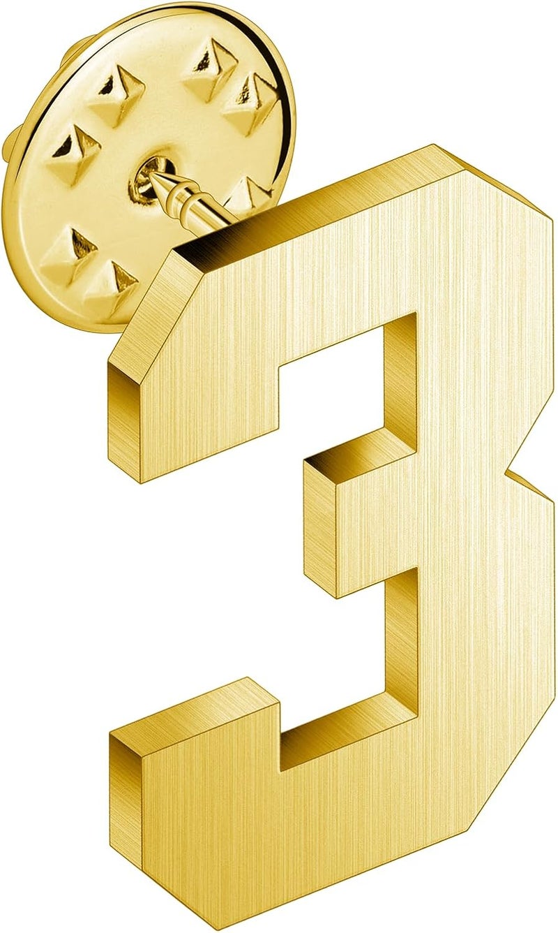 AMITER Personalized 0-100 Number Lapel Pins, 18K Gold Brooch Pin Tie Tacks for Suits, Neckties, Hats, Men & Women - Image 1
